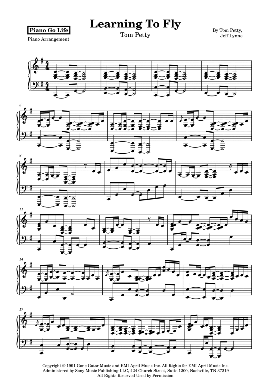 Learning To Fly Learning To Fly Piano Solo scores gallery preview page 1