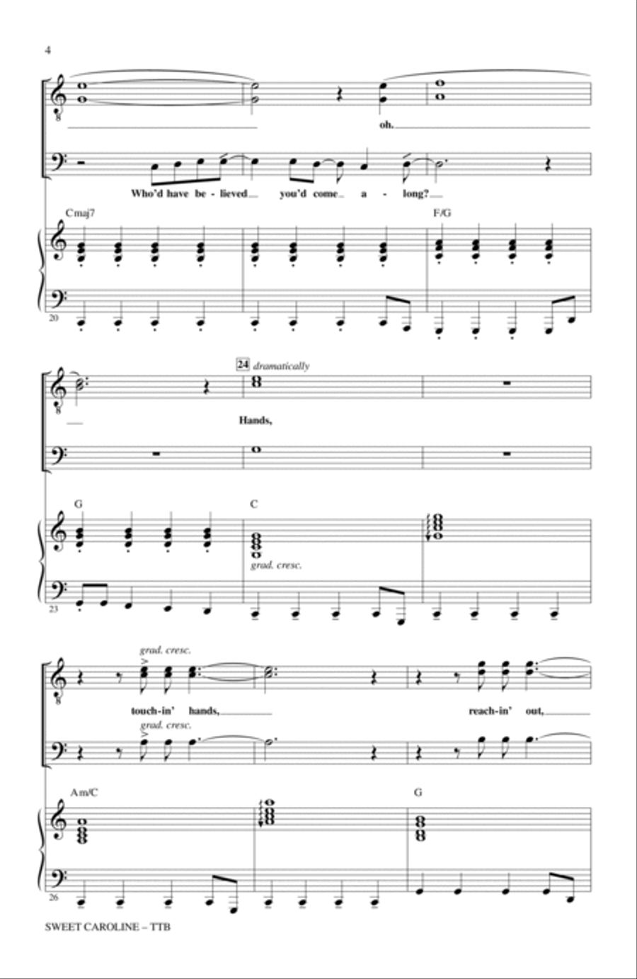 Sweet Caroline (Ed. Kirby Shaw) TTBB scores gallery preview page 3
