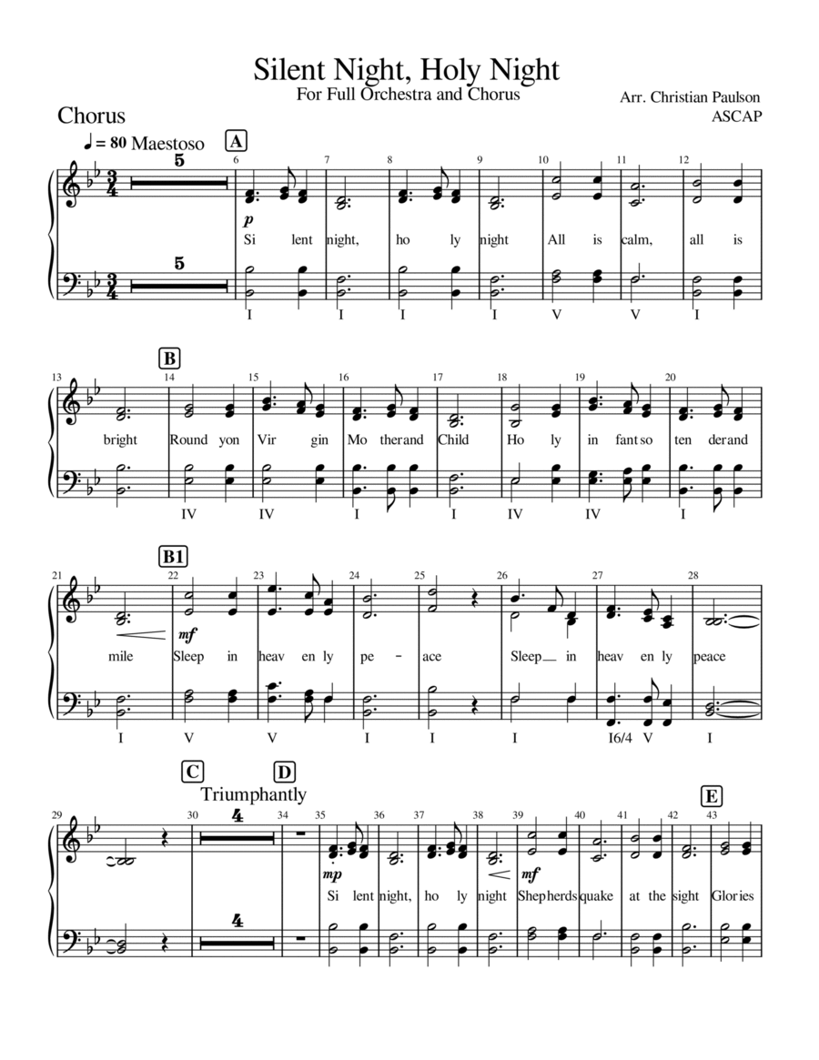 Silent Night For Full Orchestra And Chorus Choir scores gallery preview page 1