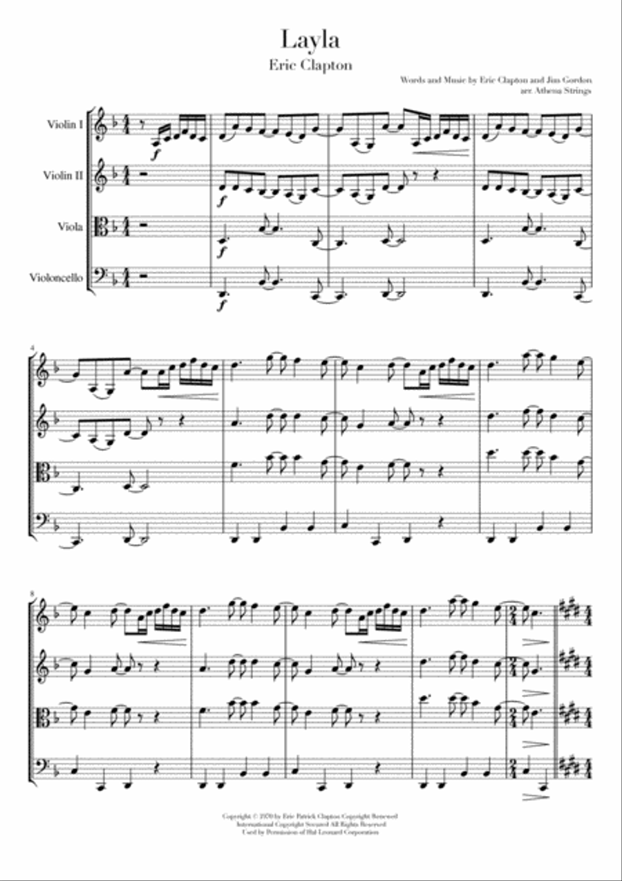 Layla String Quartet scores gallery preview page 1