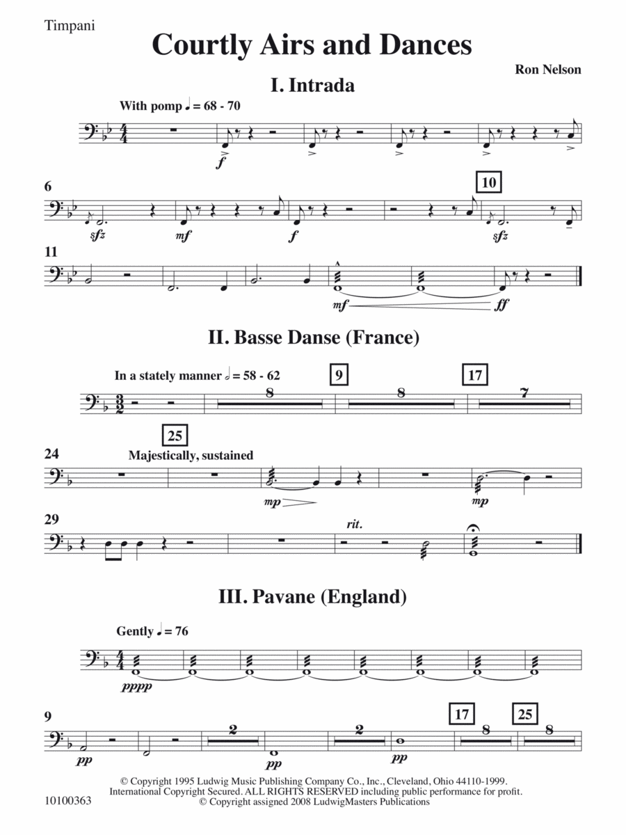 Courtly Airs and Dances - Timpani Concert Band scores gallery preview page 1