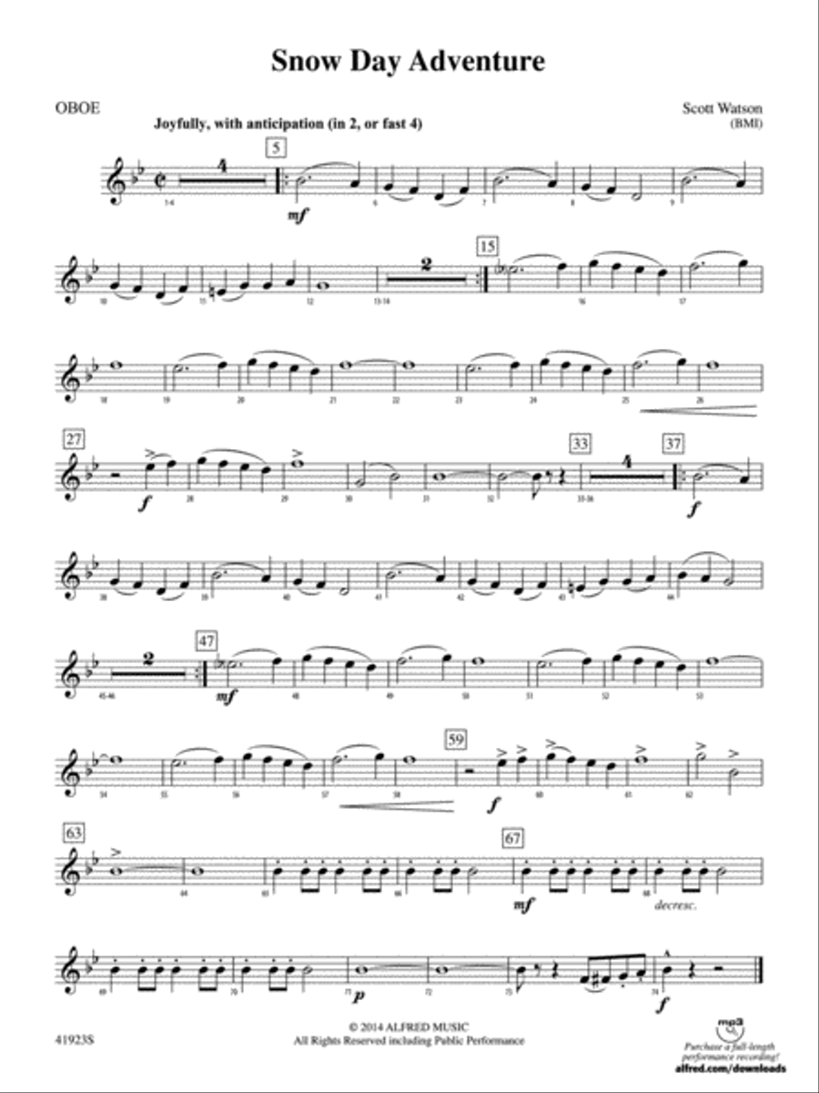 Snow Day Adventure: Oboe Concert Band scores gallery preview page 1