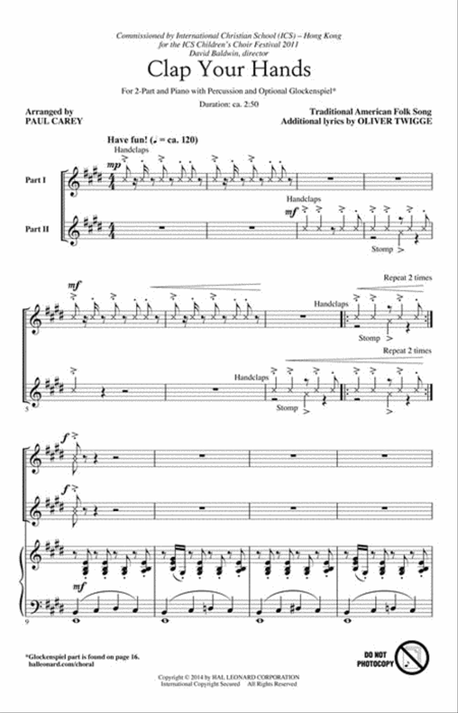Clap Your Hands Clap Your Hands 2-Part scores gallery preview page 2