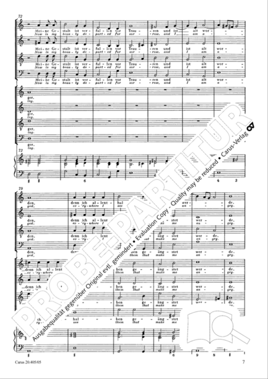 O Lord, rebuke me not in thy wrath (Ach Herr, straf mich nicht in deinem Zorn) 4-Part scores gallery preview page 8