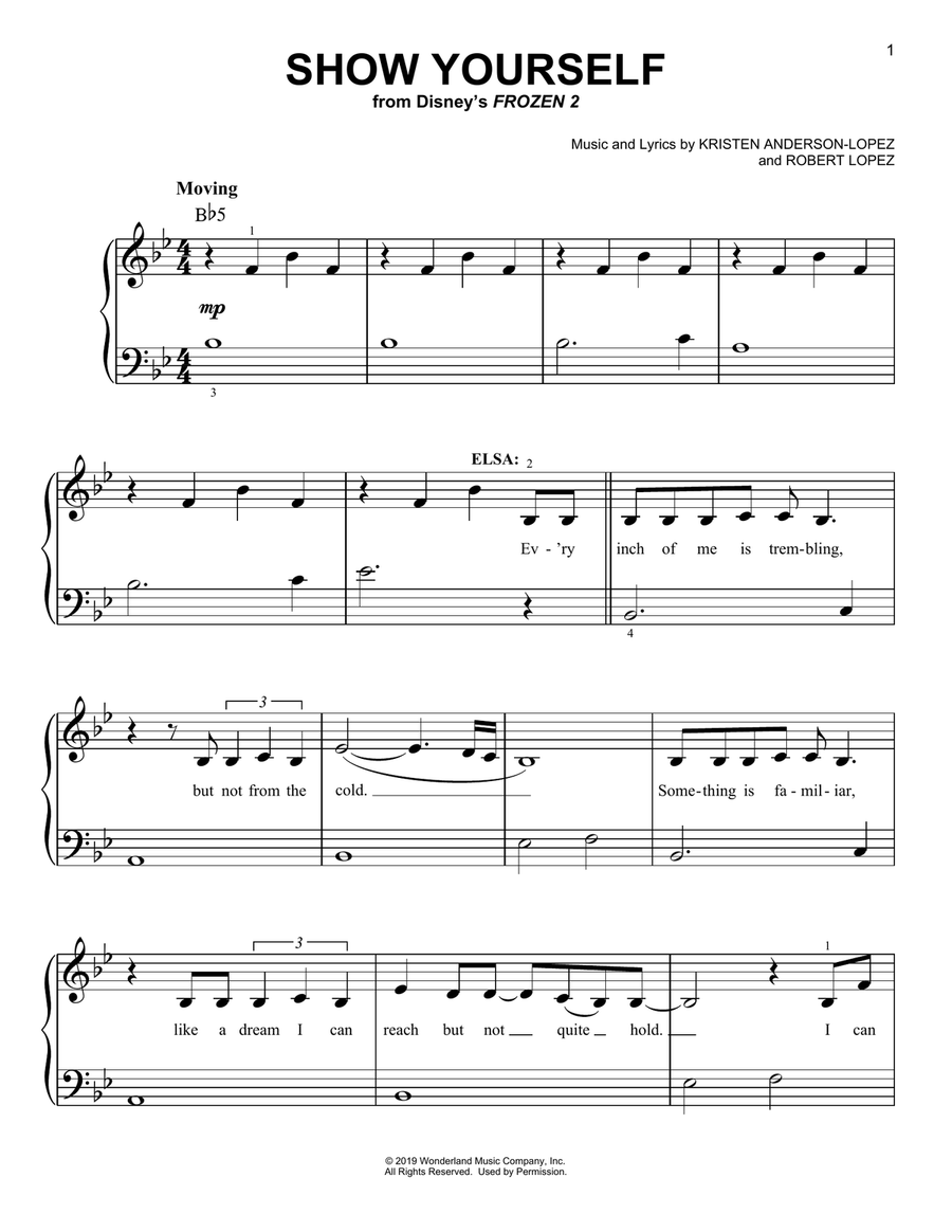 Show Yourself (from Disney's Frozen 2) Easy Piano scores gallery preview page 1