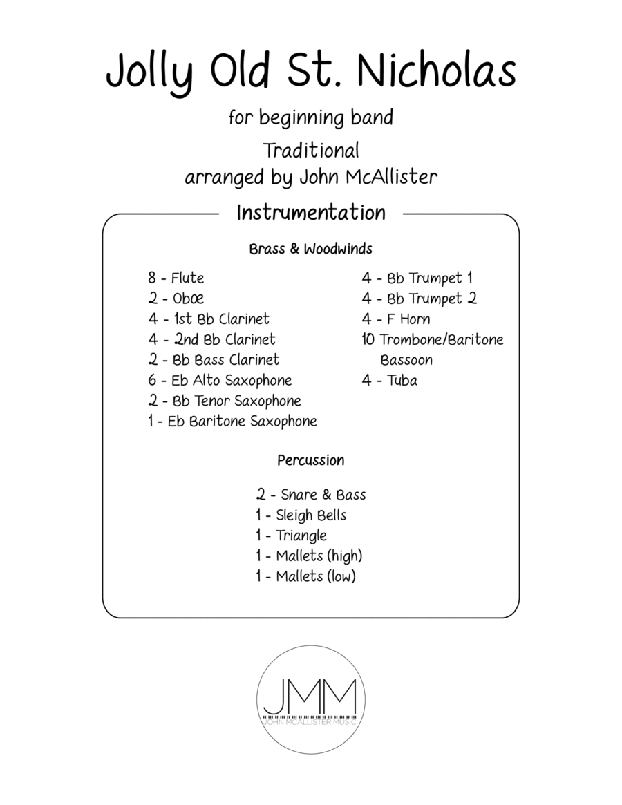 Jolly Old Saint Nicholas - for beginning/young band Concert Band scores gallery preview page 1