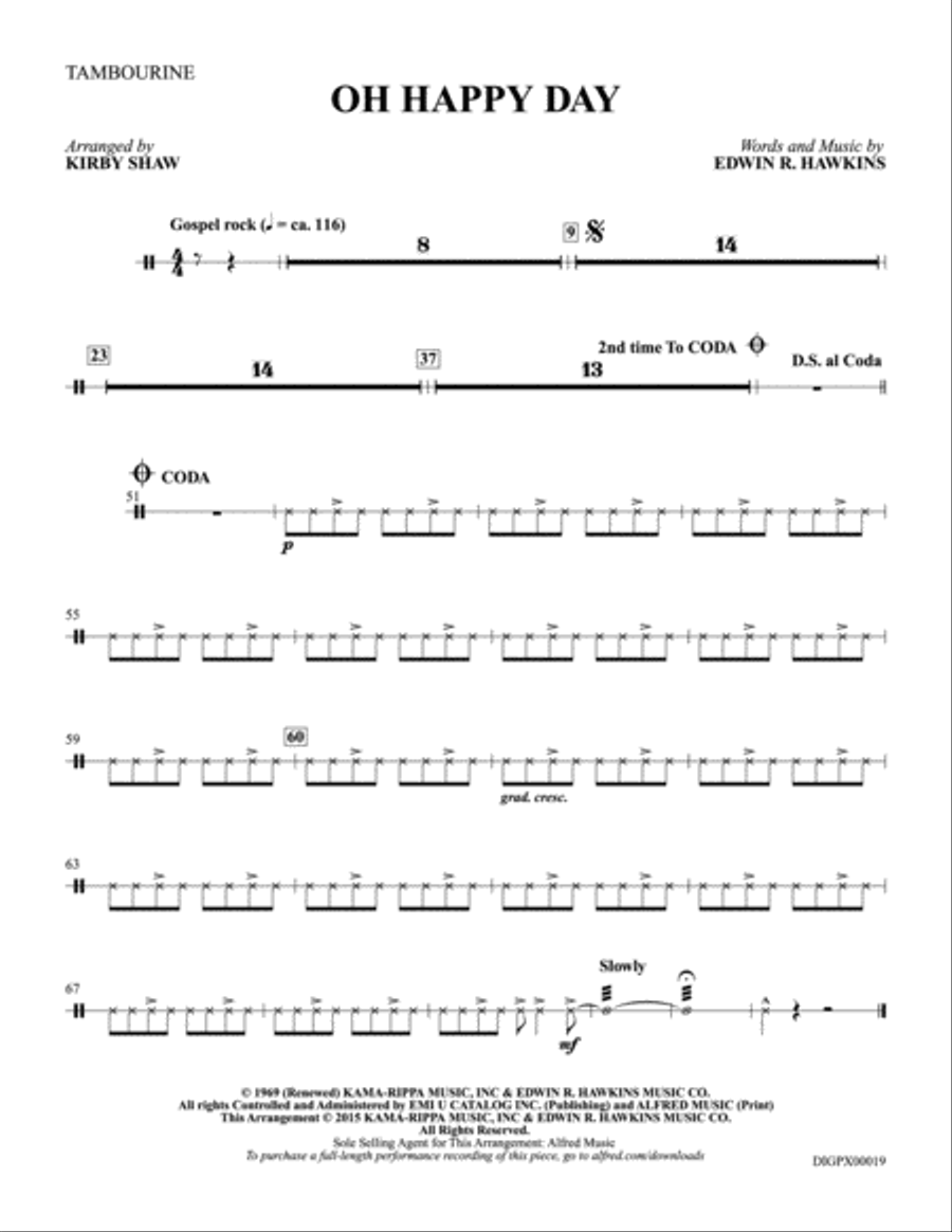 Oh Happy Day: Tambourine Part scores gallery preview page 1