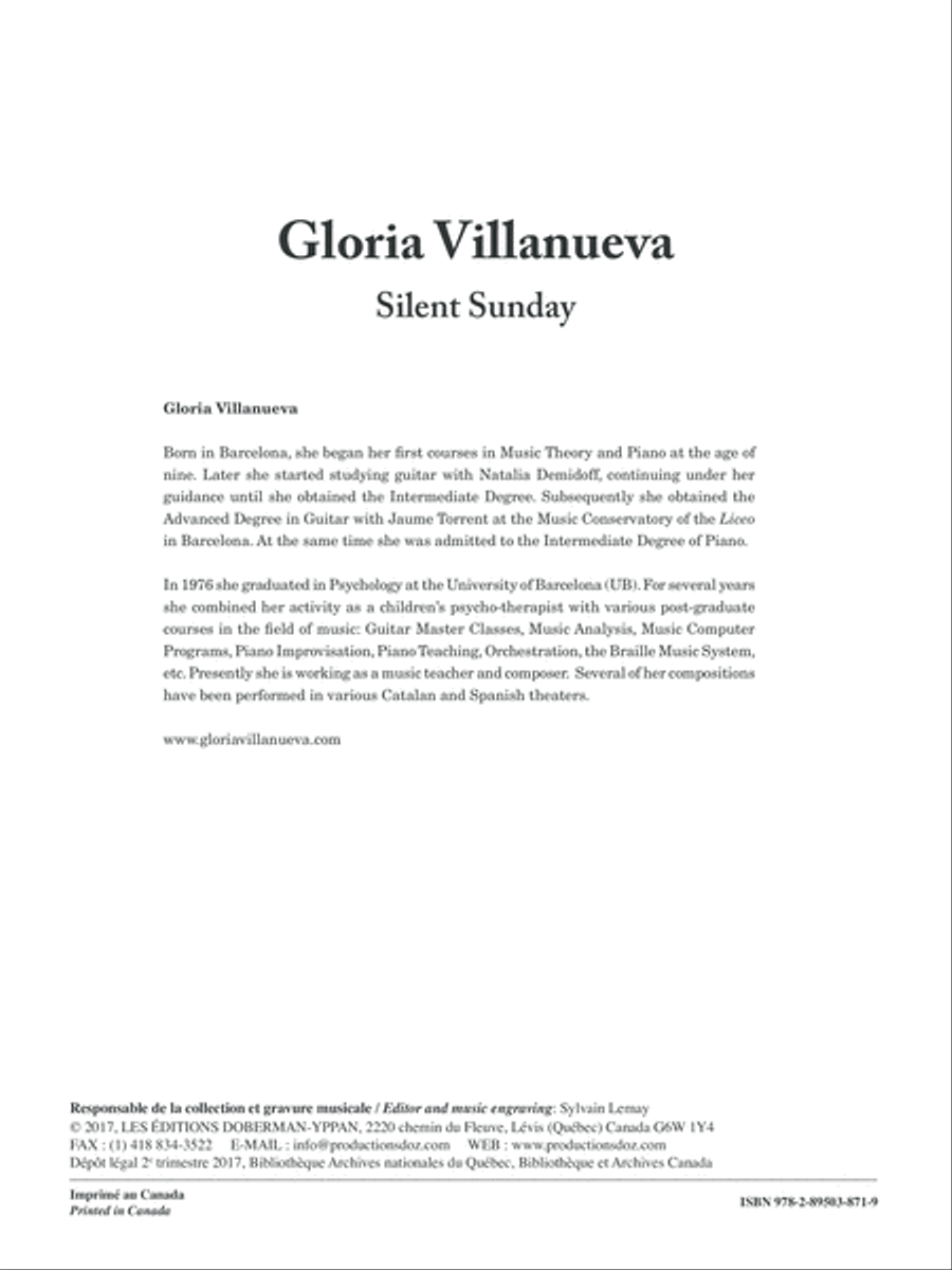 Silent Sunday Classical Guitar scores gallery preview page 1