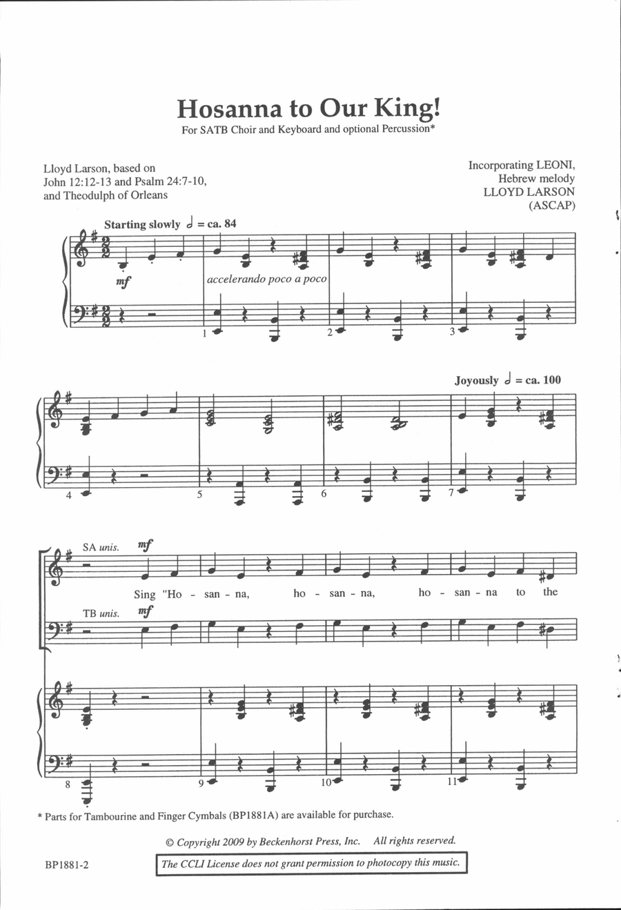 Hosanna to Our King! 4-Part scores gallery preview page 2