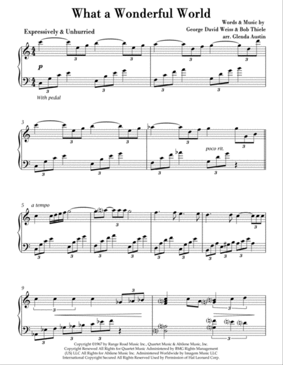 What A Wonderful World Piano Solo scores gallery preview page 2