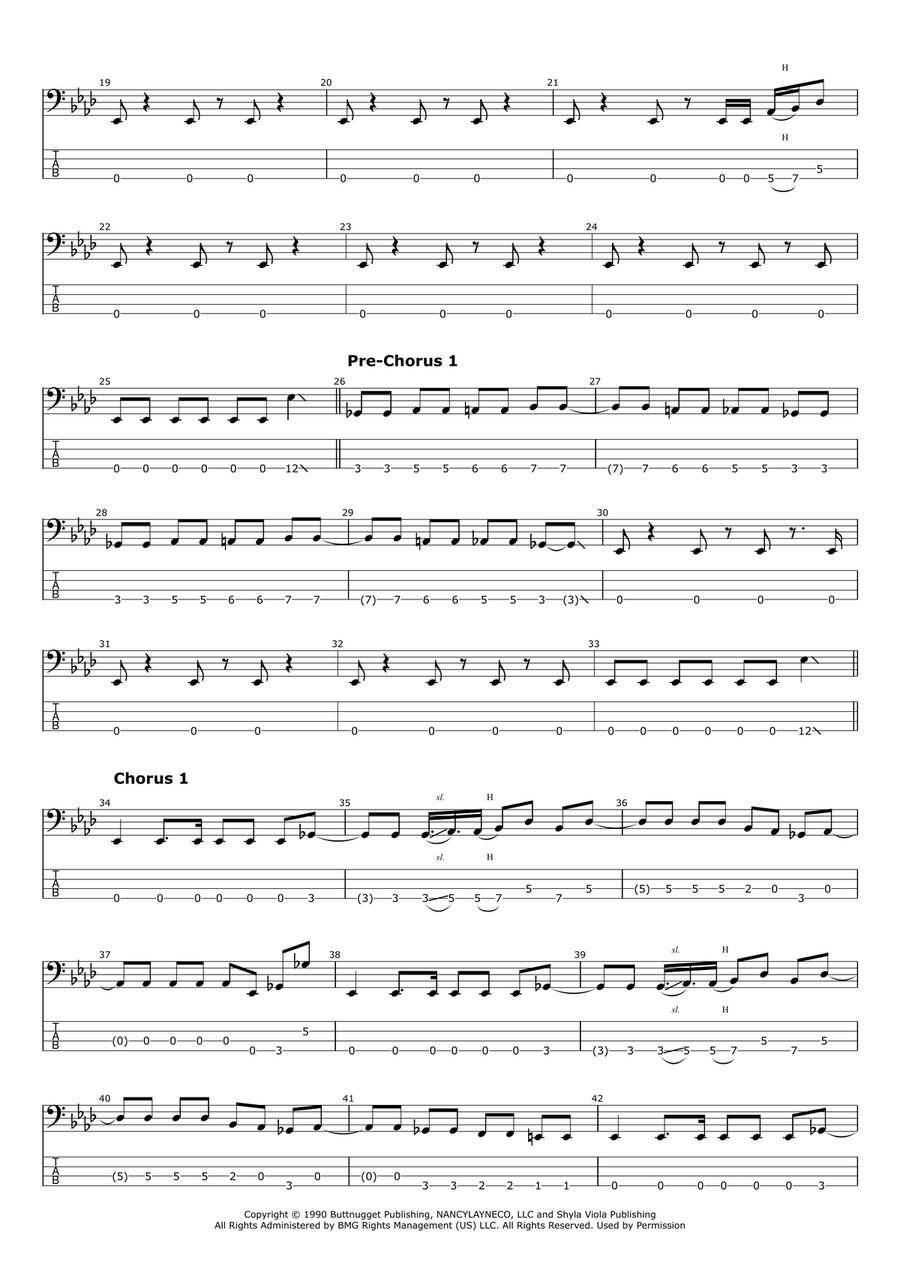Man In The Box Bass Guitar Tablature scores gallery preview page 2
