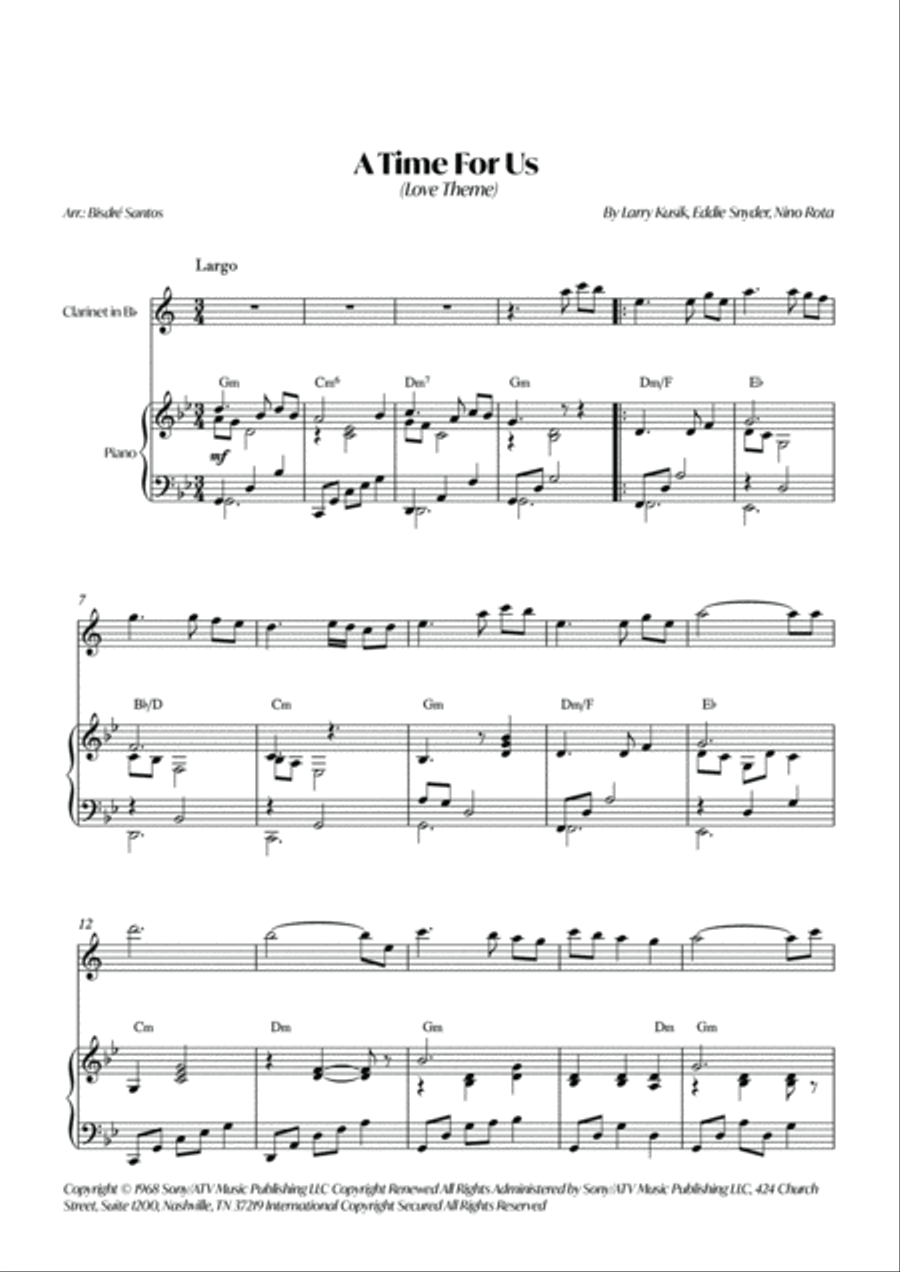 A Time For Us (love Theme) B-Flat Clarinet scores gallery preview page 2