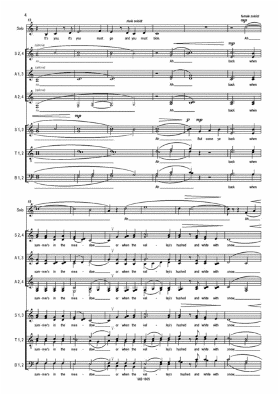 Danny Boy for Mixed Choir (Soprano/Baritone Solo, SSAAAA, SSTTBB) Women's Choir scores gallery preview page 5