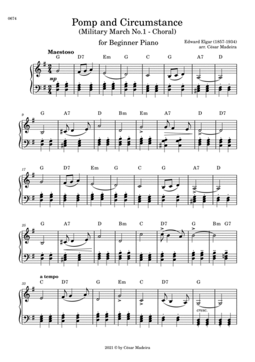 Pomp and Circumstance No.1 - Easy Piano - W/Chords image number null