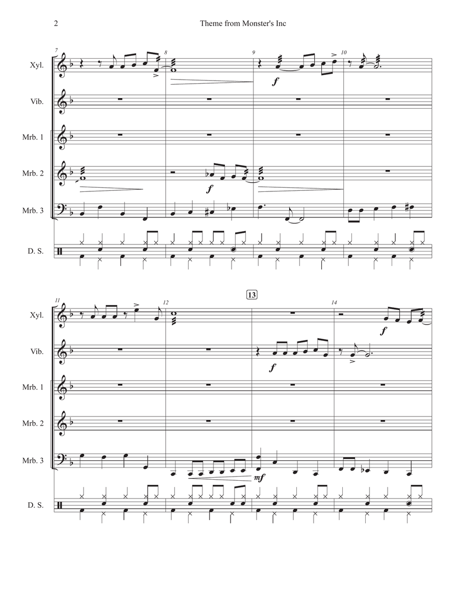 Monsters Inc. Percussion Ensemble scores gallery preview page 2