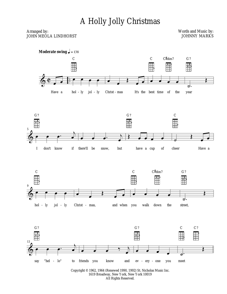 A Holly Jolly Christmas Ukulele scores gallery preview page 1