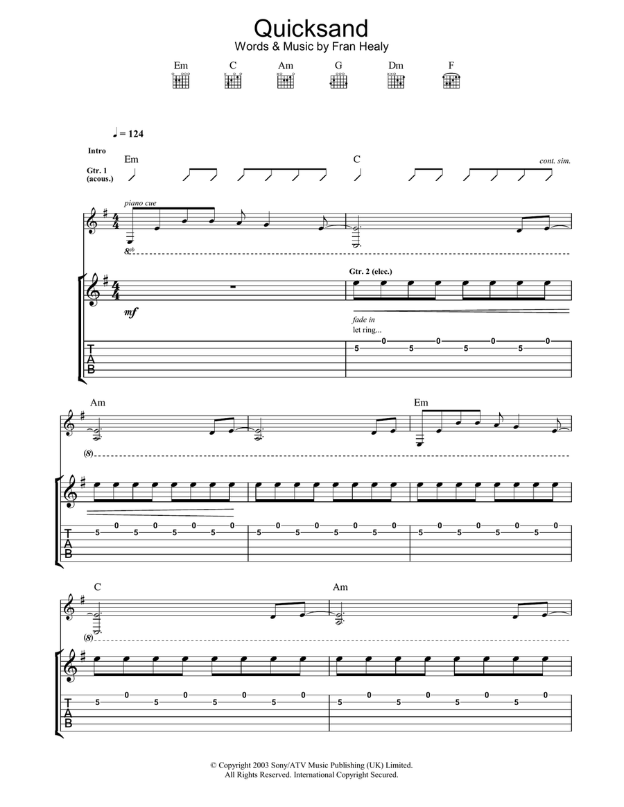 Quicksand Quicksand Acoustic Guitar scores gallery preview page 1