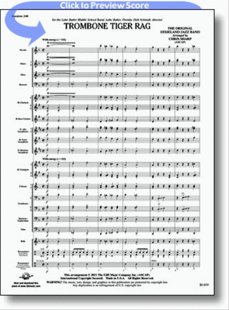 Trombone Tiger Rag Trombone Tiger Rag Concert Band scores gallery preview page 1