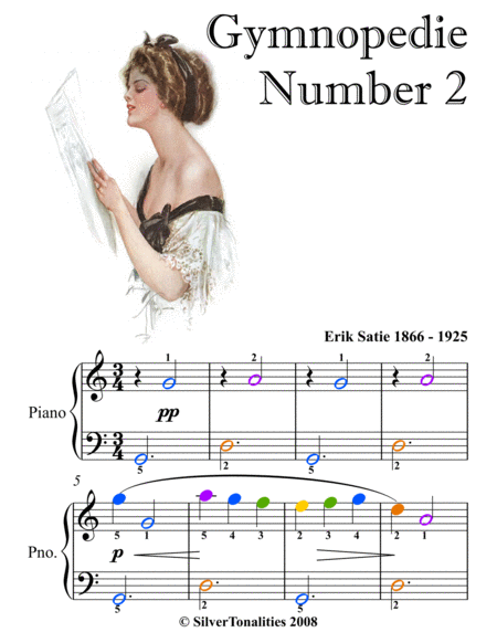 Gymnopedie Number 2 Easiest Piano with Colored Notation