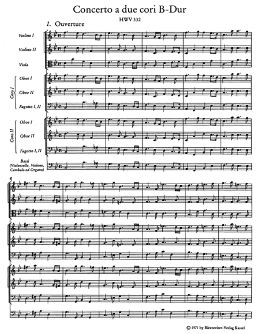 Concerto a due cori B flat major HWV 332 Study Score scores gallery preview page 2