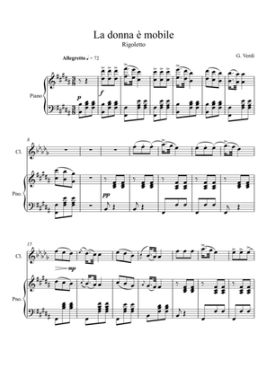 Giuseppe Verdi - La donna e mobile (Rigoletto) Clarinet Solo