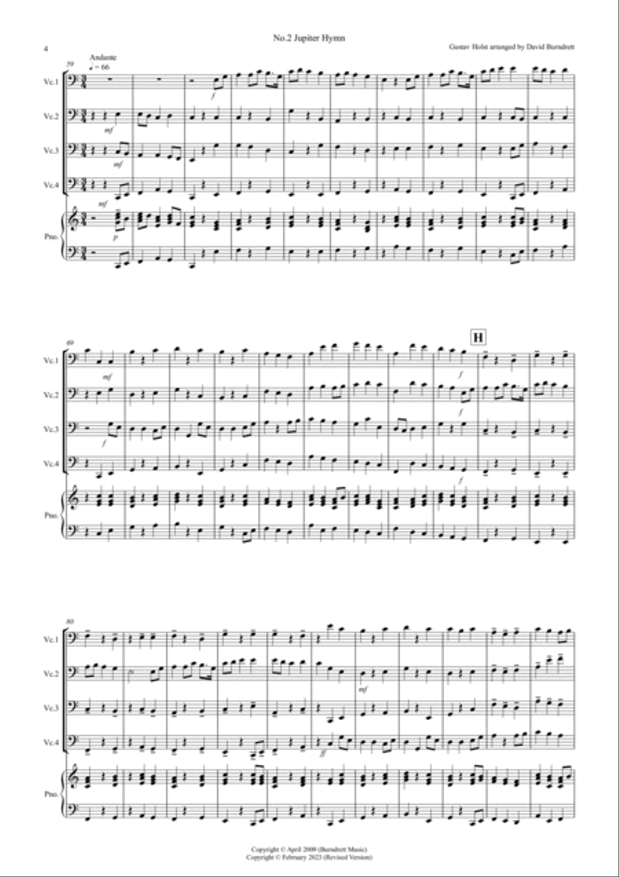 3 Popular Pieces for Cello Quartet Cello scores gallery preview page 4