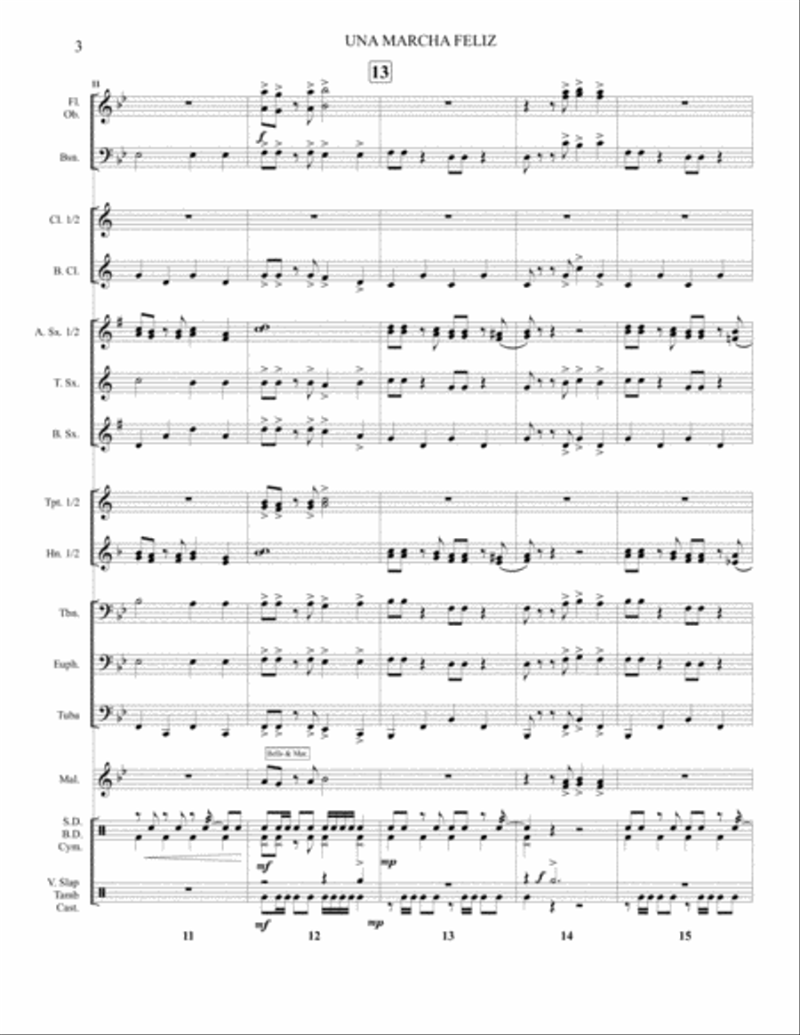 Una March Feliz Concert Band scores gallery preview page 4