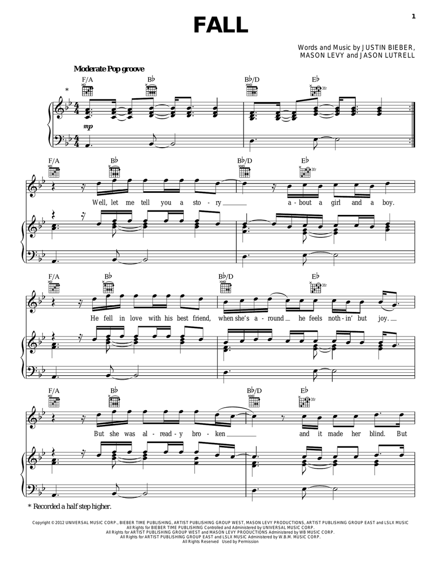 Fall Piano, Vocal, Guitar scores gallery preview page 1