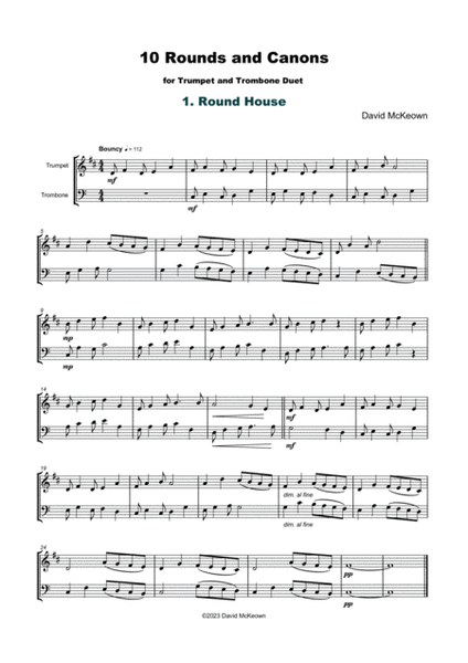 10 Rounds and Canons for Trumpet and Trombone Duet