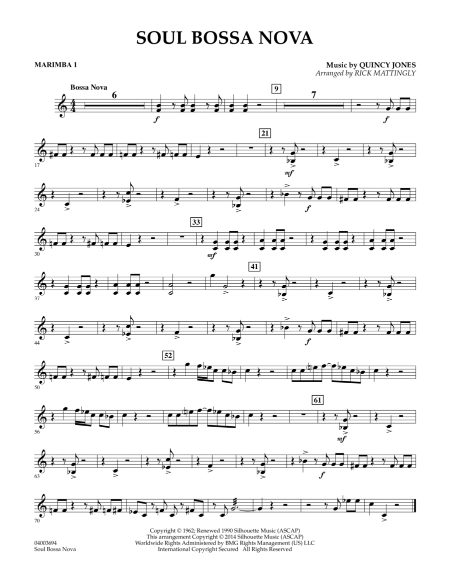 Soul Bossa Nova - Marimba 1 Concert Band scores gallery preview page 1