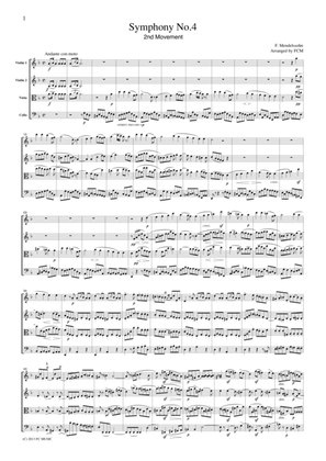 Book cover for Mendelssohn Symphony No.4 2nd mvt, for string quartet, CM203