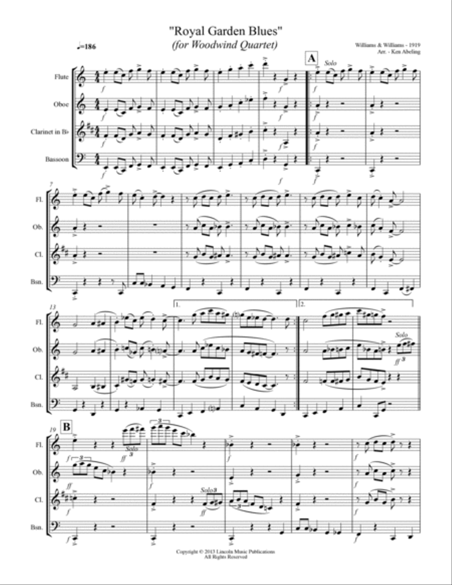 Royal Garden Blues (for Woodwind Quartet) Woodwind Quartet scores gallery preview page 2