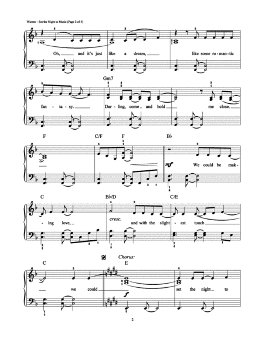 Set the Night to Music Easy Piano scores gallery preview page 2
