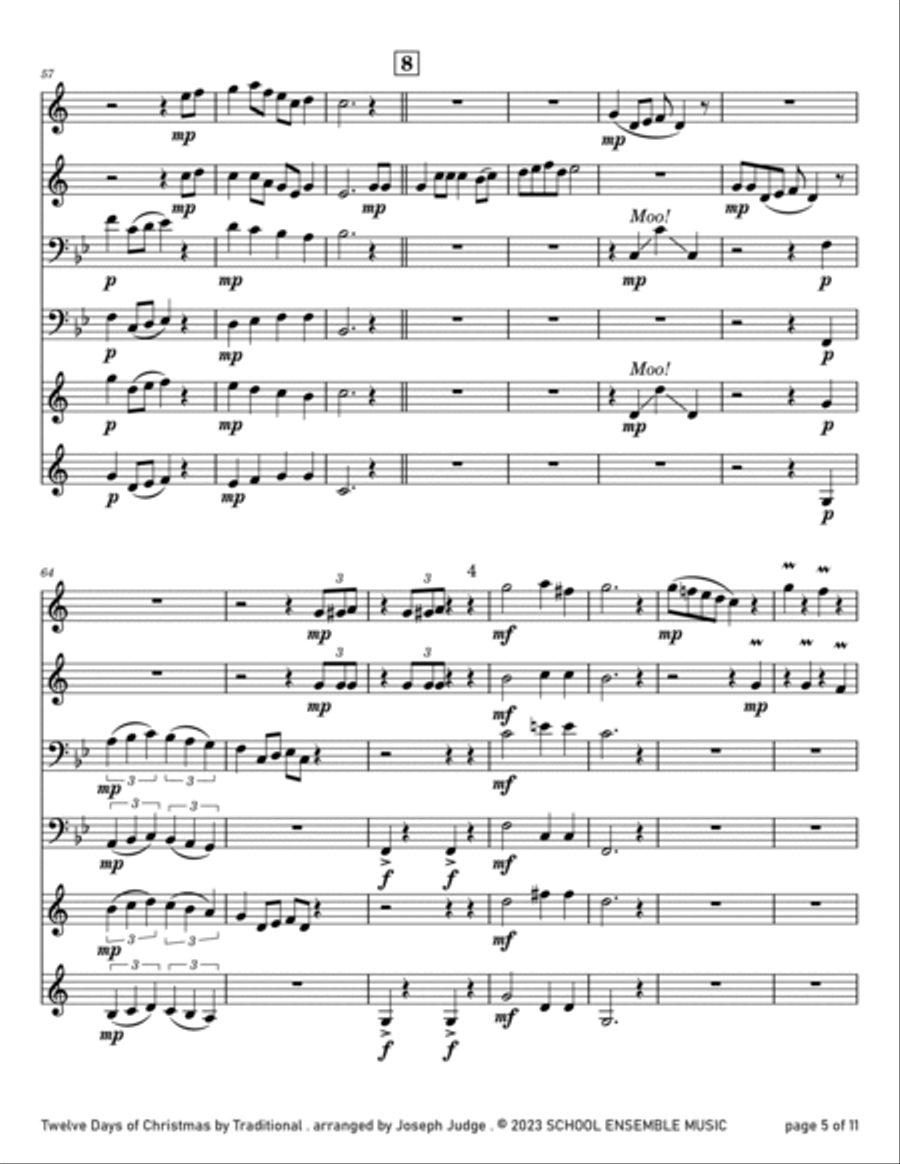 Twelve Days Of Christmas for Brass Quartet in Schools Brass Quartet scores gallery preview page 5