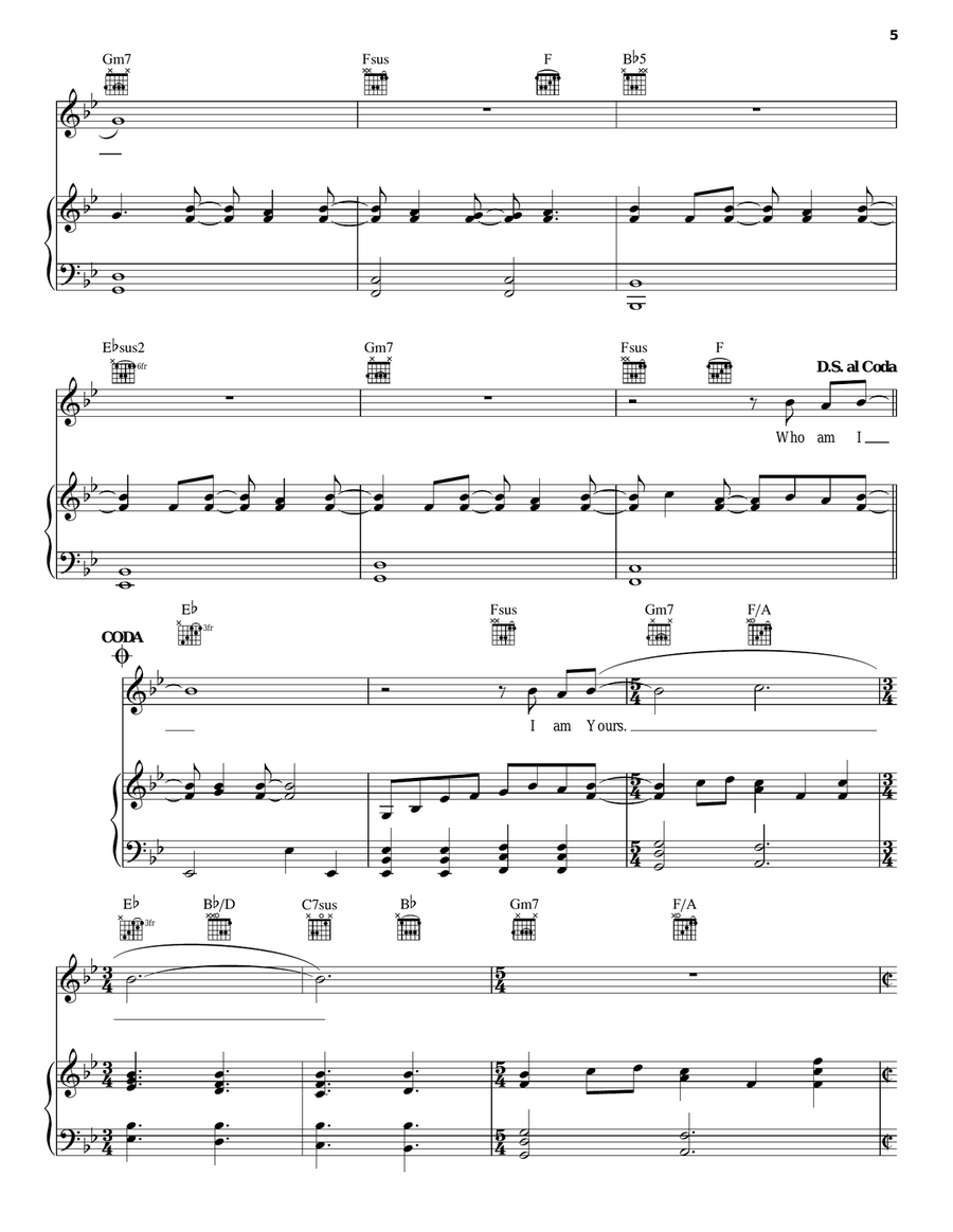 Who Am I Piano, Vocal, Guitar scores gallery preview page 5