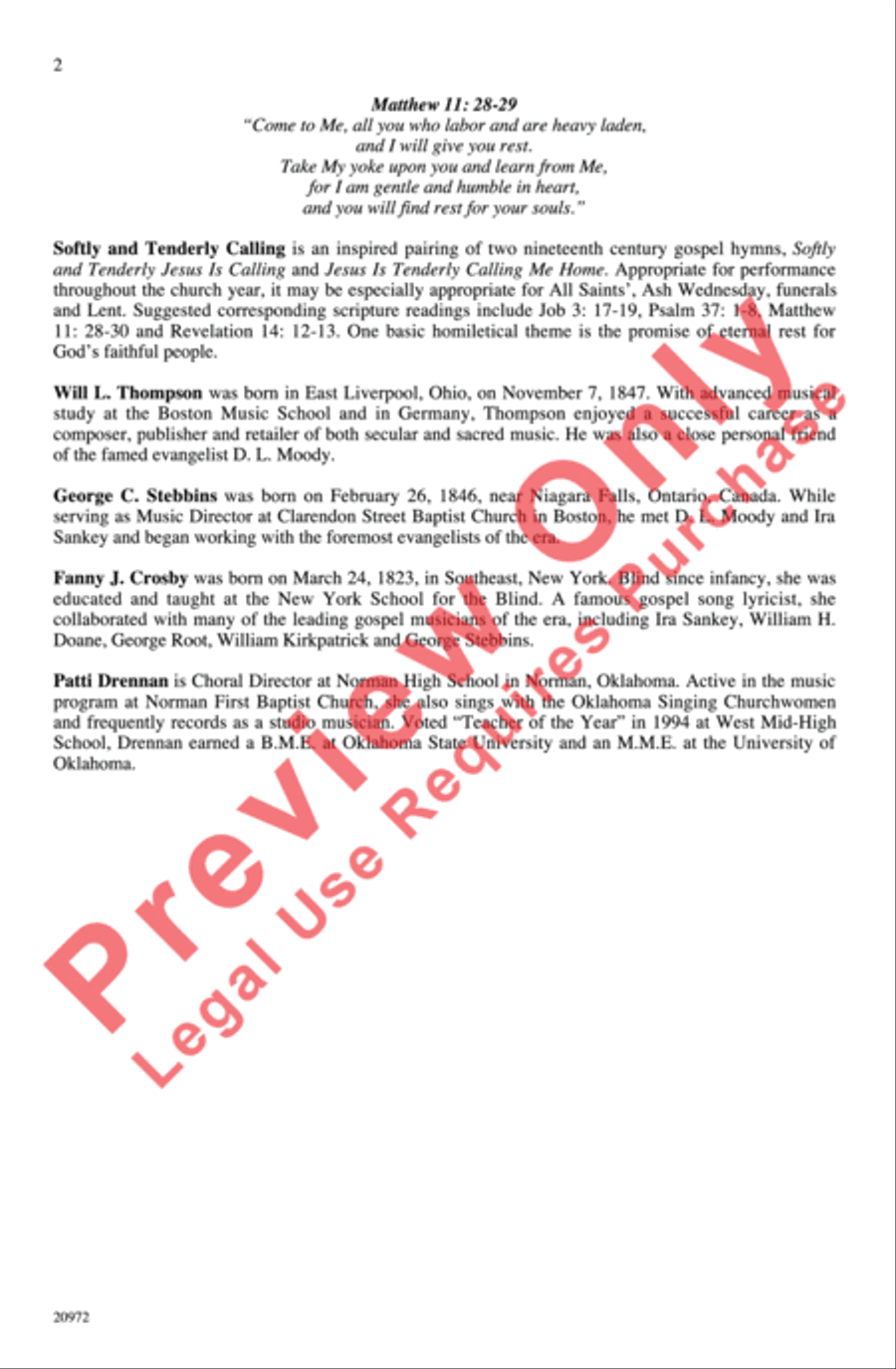 Softly and Tenderly Calling 4-Part scores gallery preview page 2