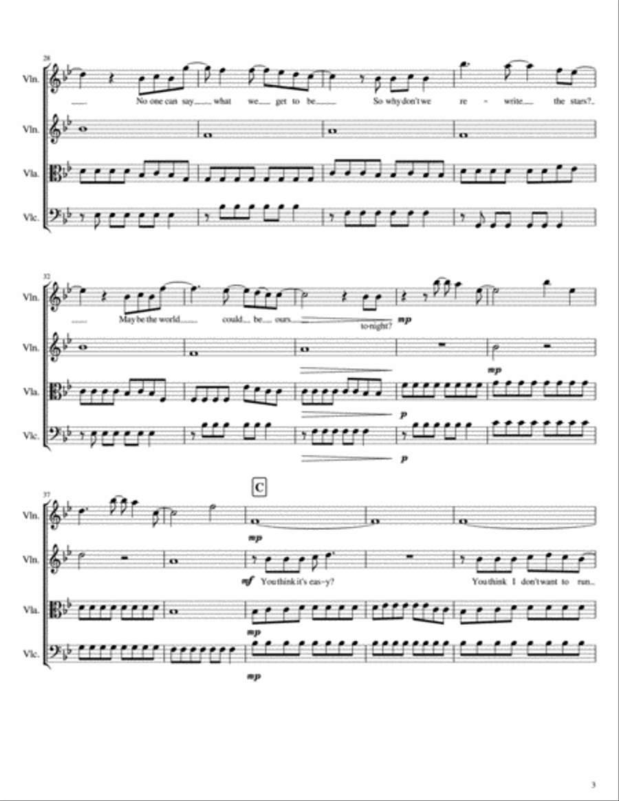 Rewrite The Stars Rewrite The Stars String Quartet scores gallery preview page 3