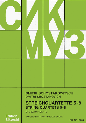 Book cover for String Quartets, Nos. 5–8 (Op. 92, 101, 108, 110)