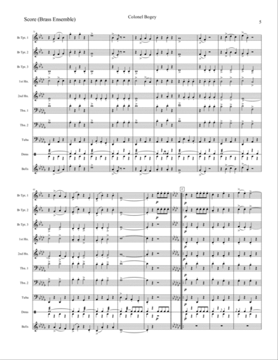 Colonel Bogey March Brass Ensemble scores gallery preview page 6