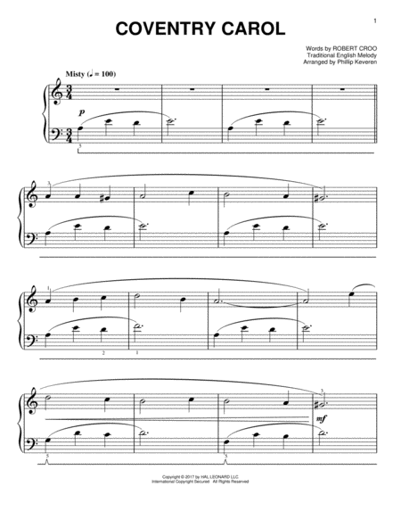 Coventry Carol [Classical version] (arr. Phillip Keveren)