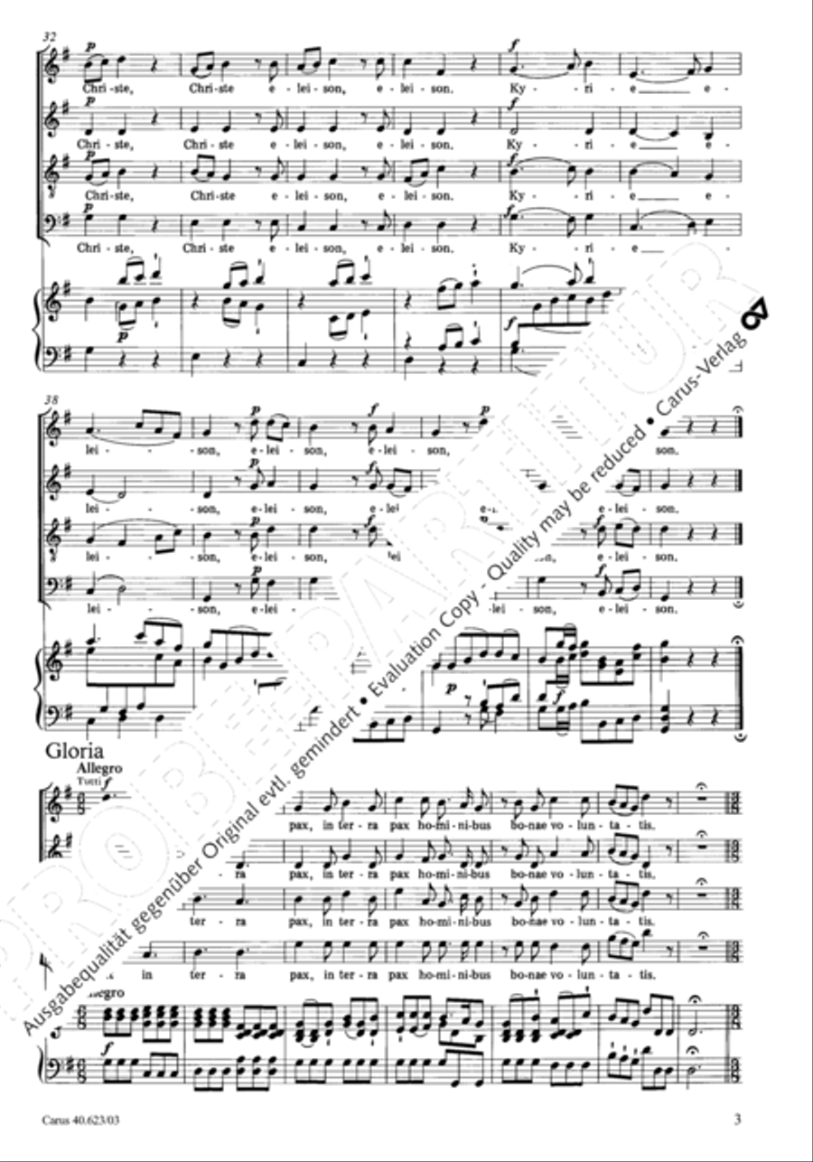 Missa brevis in G major 4-Part scores gallery preview page 6