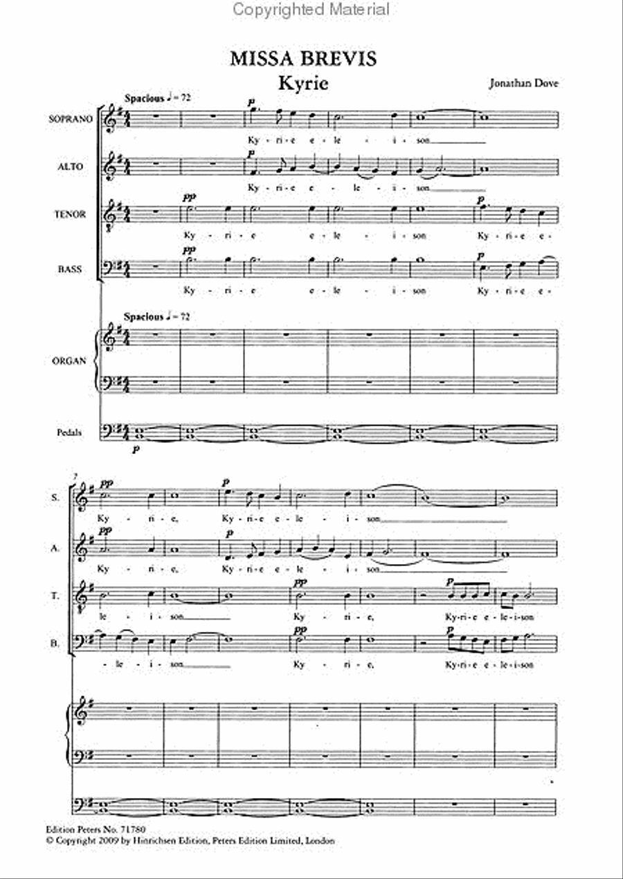 Missa Brevis for SATB Choir and Organ