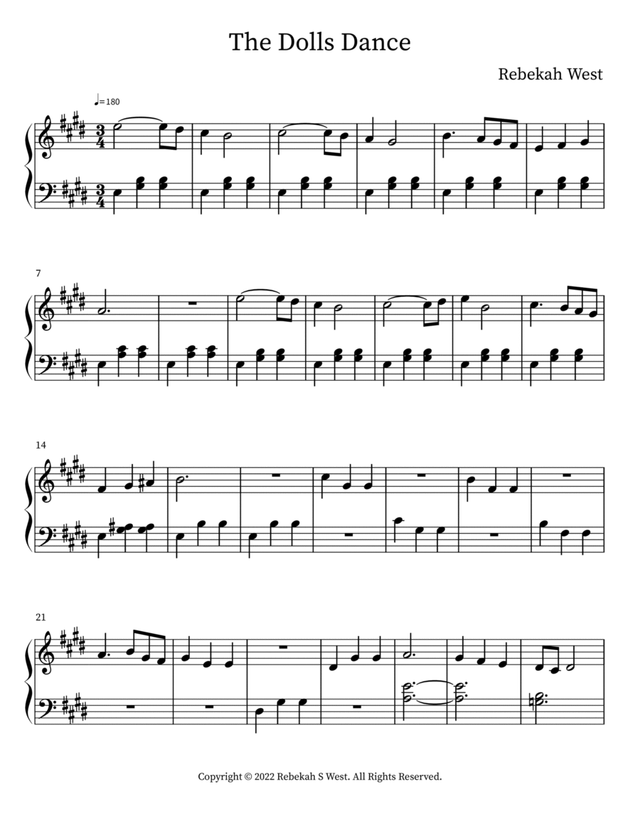 The Dolls Dance Piano scores gallery preview page 1