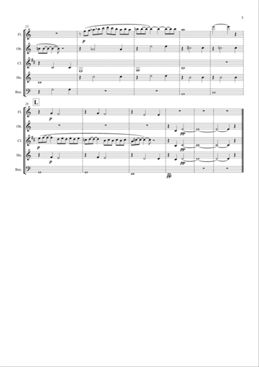 Satie: Trois Gnossiennes Nos.1,2 & 3 - wind quintet Woodwind Quintet scores gallery preview page 6