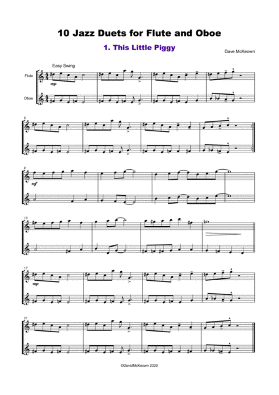 10 Jazz Duets for Flute and Oboe
