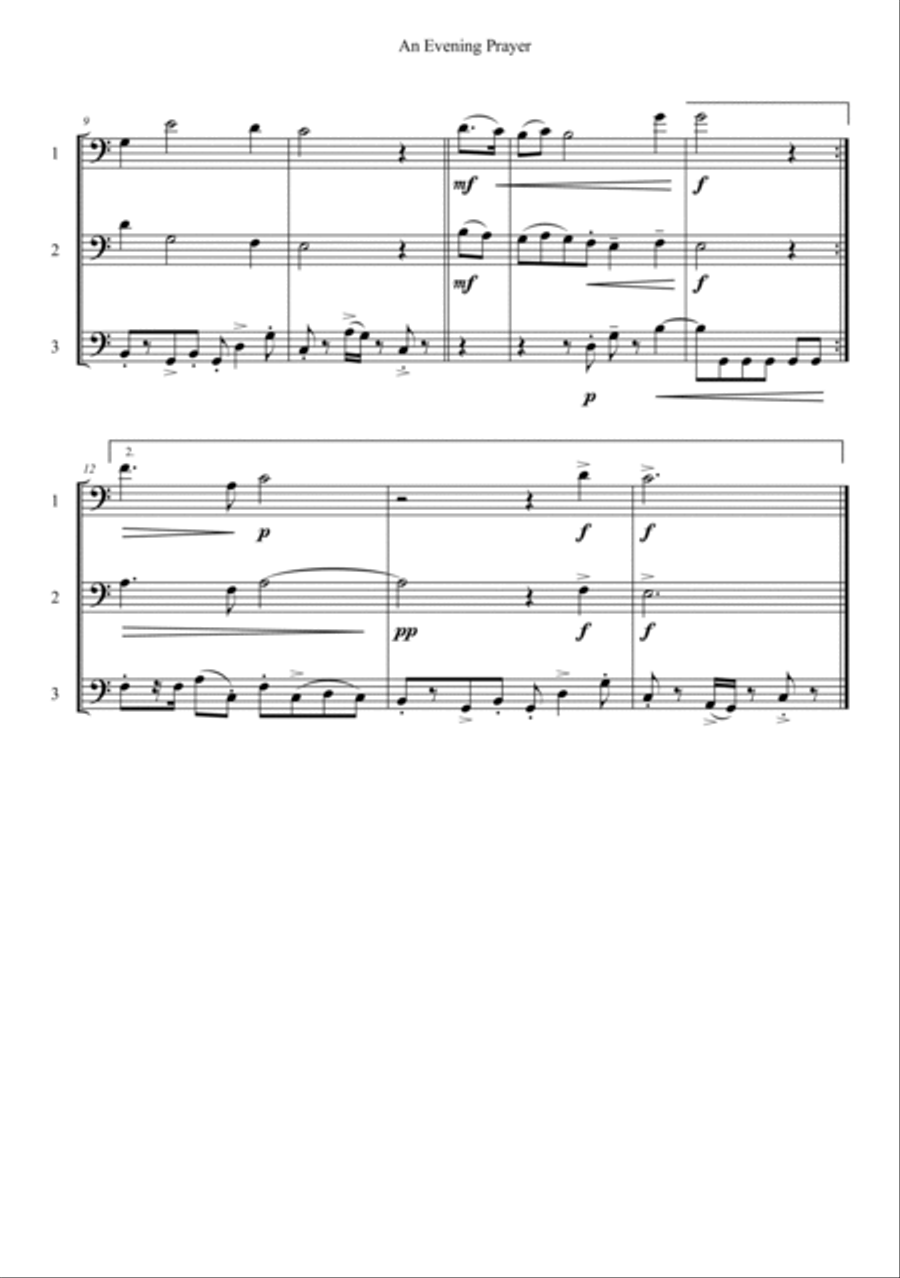 An Evening Prayer Trombone Solo scores gallery preview page 2