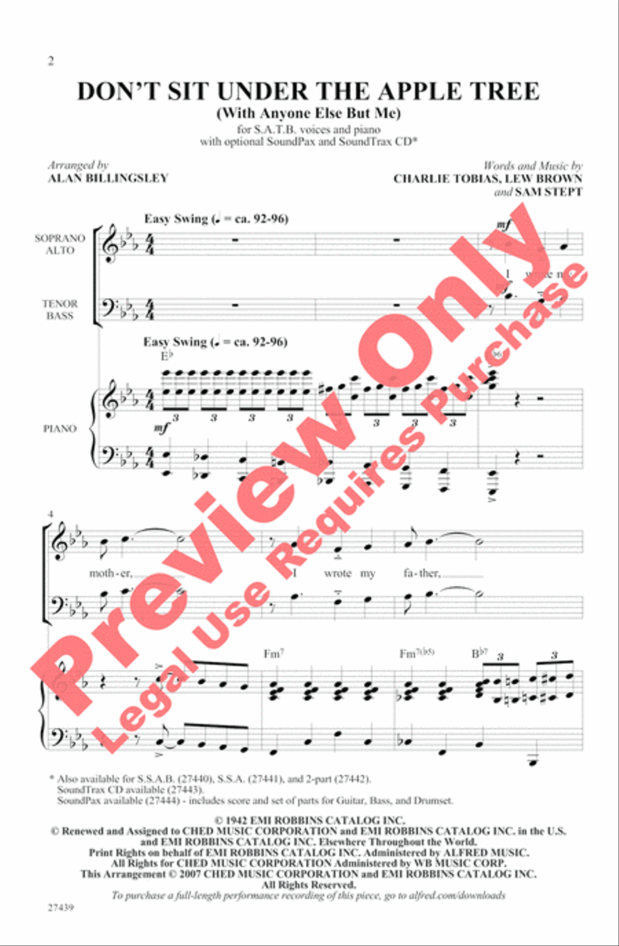 Don't Sit Under the Apple Tree 4-Part scores gallery preview page 2