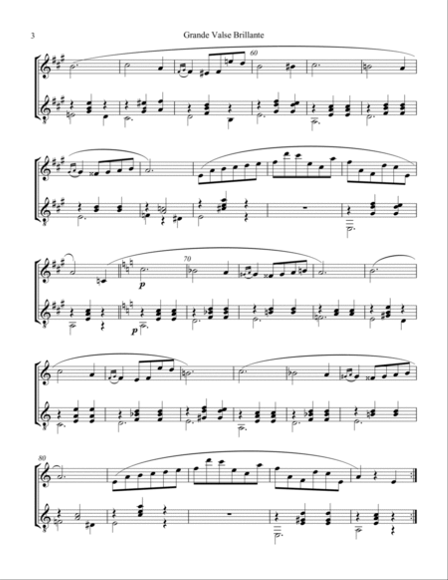 Grande valse brillante, Op. 34 No. 2 for flute or violin and guitar Flute scores gallery preview page 4