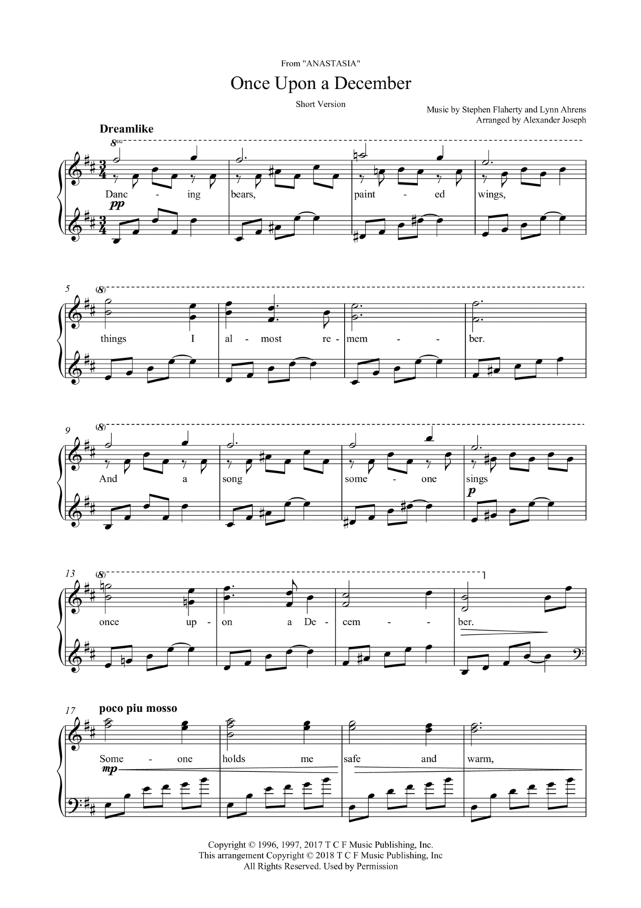 Once Upon A December Piano Solo scores gallery preview page 1