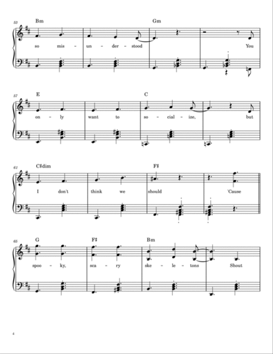 Spooky Scary Skeletons Piano Solo scores gallery preview page 4